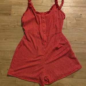 Red plaid romper